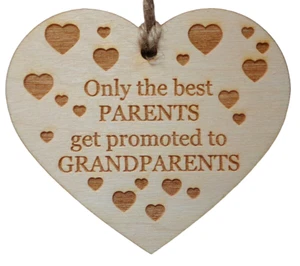 Solo los mejores padres son promocionados a abuelos colgante letrero de corazón de madera - Imagen 1 de 1
