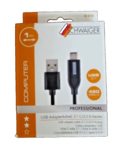 Schwaiger USB-Adapterkabel USB-C 3.1 auf USB-A 2.0, 1m - Bild 1 von 1