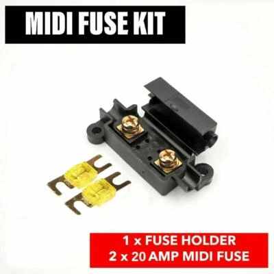 Fuses Terminals And Heat Shrink Midi Car Inline Fuse Holder 2 x 20 Amp Strip - Image 1 of 4