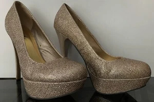 Qupid Gold Platform Heels - Picture 1 of 9