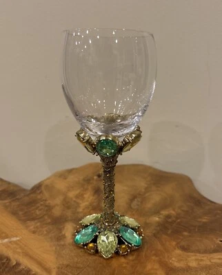Copa de vino de colección Swarovski 2 Saints ORO VERDE con joyas ¡¡MECHADA!!!💚💚 Foto 1 de 4