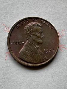 Rare 1975 Penny Misaligned Rim and No Mint Mark Error in Great Condition - Picture 1 of 2