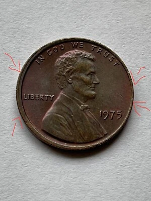 Rare 1975 Penny Misaligned Rim and No Mint Mark Error in Great Condition - Image 1 of 2