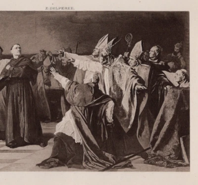 LUTERO ANTE EL CONCILIO - Tribunal Religioso 1894 Fotograbado Antiguo Foto 1 de 2