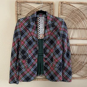 L.A.M.B. Gwen Stefani Swinging Blazer Tartan Plaid Jacket Y2K Harajuku Sz 4 B13 - Picture 1 of 13