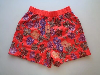 Maje Sequin Embellished Floral Orange Multi Viscose Shorts E19IZUL Corail NEW 2 - Image 1 of 4