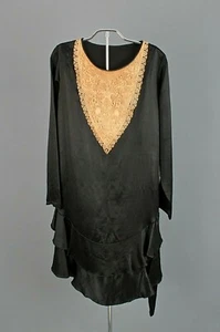 Vestido de Colección Para Mujer Años 20 Negro Cintura Caída Con Encaje Talla M Años 20 LBD - Imagen 1 de 8