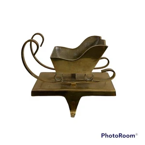 Vintage Brass Sleigh Stocking Hanger Holder - Picture 1 of 8