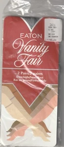Vintage Eaton Vanity Fair Knee High Stockings Sandalfoot 2 Pair Pack 80's - Picture 1 of 8