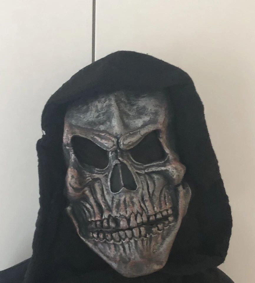 Scary Halloween Skeleton Mask with Hood Grim Reaper Kid Side - Image 1 of 1
