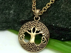 Albero Della Vita Ciondolo in Bronzo Ø 2,4 cm Incl. Collana Celti - Foto 1 di 1