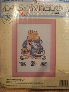 Daisy Kingdom Bucilla Forever Friends Conejo Punto de Cruz Kit y Marco ¡NUEVO EN PAQUETE! - Imagen 1 de 4