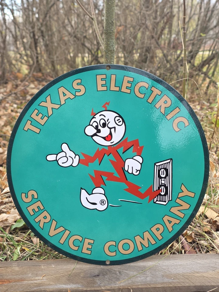 VINTAGE TEXAS ELECTRIC SERVICE COMPANY PORCELAIN SIGN 12" - Image 1 of 4