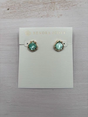 Novos Brincos Kendra Scott Shell em Prata Crisocola Verde Mar! - Imagem 1 de 2