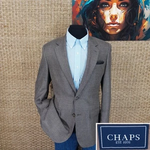 RALPH LAUREN Chaps Men’s 38 R Sport Coat 3-Season Brown Gray & Tan Checked Silk - Picture 1 of 7