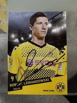 Autogrammkarte Borussia Dortmund Robert Lewandowski Unterschrieben - Bild 1 von 2