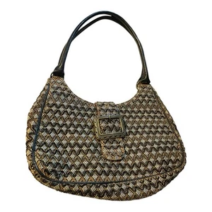 Vintage Schultertasche Christiana braun, schwarz und gold Perlen - Bild 1 von 12