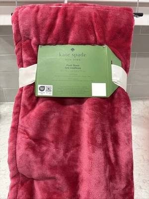 BRIGHT RASPBERRY PINK 60x70” KATE SPADE Soft Plush Throw Blanket NEW - Image 1 of 4