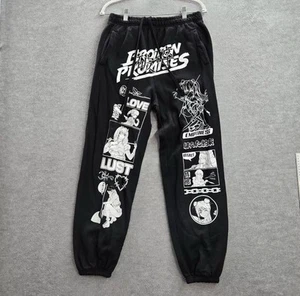 Broken Promises Men Activewear Pants Medium Black Sweatpants Anime Waifu Love - Picture 1 of 7