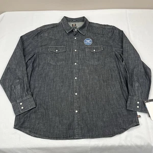 Dickies Long Sleeve Denim Work Shirt Mens XL Black Jean NWT - Picture 1 of 9