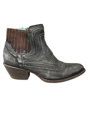 Vtg Corral Women Gray Lamb Laser Cut Ankle Boots Booties Sz 10 - Image 1 of 4