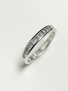 14k massiv Weißgold 1/4 Tcw. Jubiläumsband mit Diamanten im Kissenschliff Größe 6 - Bild 1 von 5