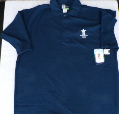 2010 Vancouver Winter Olympics Mens XL Navy Blue Polo Shirt -New with Tags - Image 1 of 3