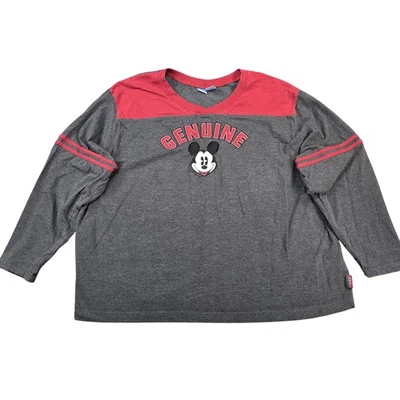 Camisa Disney Mickey Mouse Mujer 26/28 Gris Rojo Manga Larga Más Gráfico Genuino Foto 1 de 4