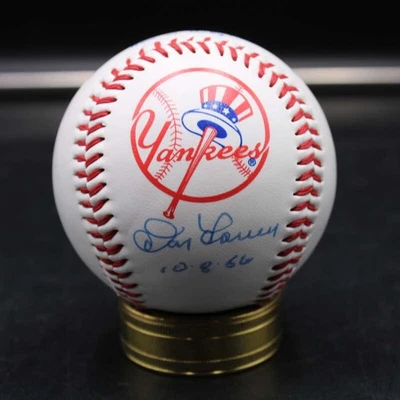 Logotipo de béisbol firmado por Don Larsen Rawlings Yankees Inscr automático 10-8-56 ZJ20277 Foto 1 de 4