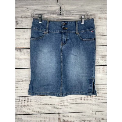 Vintage Y2K Tommy Hilfiger Denim Skirt Size 3 or 28 Cotton Western Preppy Modest - Image 1 of 4