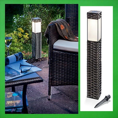 LED Solarleuchte warmweiß Solar Außenleuchte Gartenlampe Rattan Gartenleuchte  - Bild 1 von 3