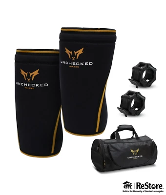 Unchecked Fitness Knee Sleeve Set (New) w/ Barbell Clamps & Gym Bag (Small) - Image 1 of 4