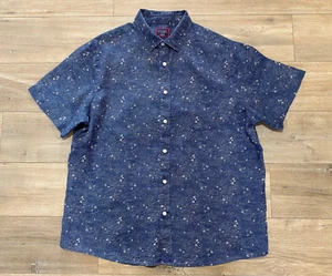 Camicia Untuckit uomo XL 100% lino resort tropicale hawaiana manica corta - Foto 1 di 7