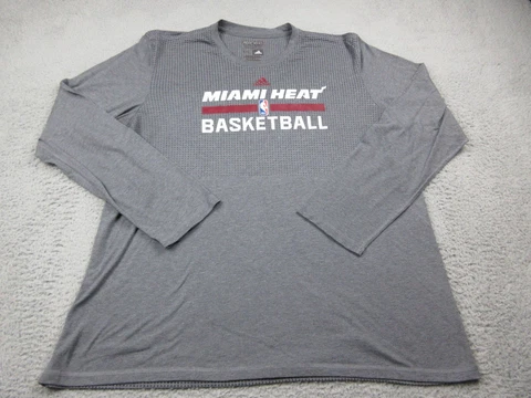 Miami Heat Shirt Mens Adult 2XL XXL Gray NBA Basketball Long Sleeve Cover