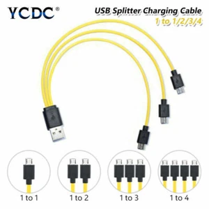 USB 2.0 1/2/3/4 In 1 Cable Data Micro USB Android 5V Fast Charging Splitter - Picture 1 of 16