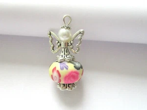 Anhänger Engel Gastgeschenk Glücksbringer gelb silberfarben 35 x 15 mm  - Bild 1 von 1