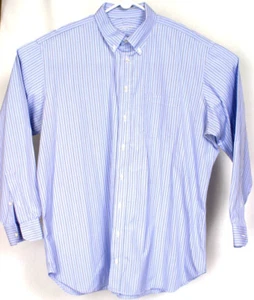 Holland & Sherry London Mens Blue Stripe Button Front Long Sleeve Shirt - Picture 1 of 8