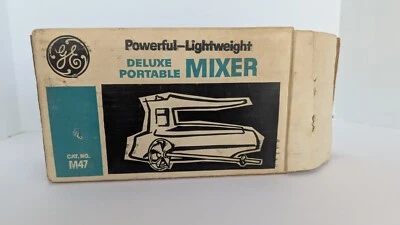 Vintage 1965 GE Deluxe Portable Mixer M47 Original Box Care Recipe Book White - Image 1 of 4