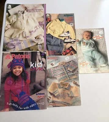 Patons Pattern Kids & Baby Sweaters Accessories Booklet LOT of 5 Astra, Beehive - Image 1 of 4