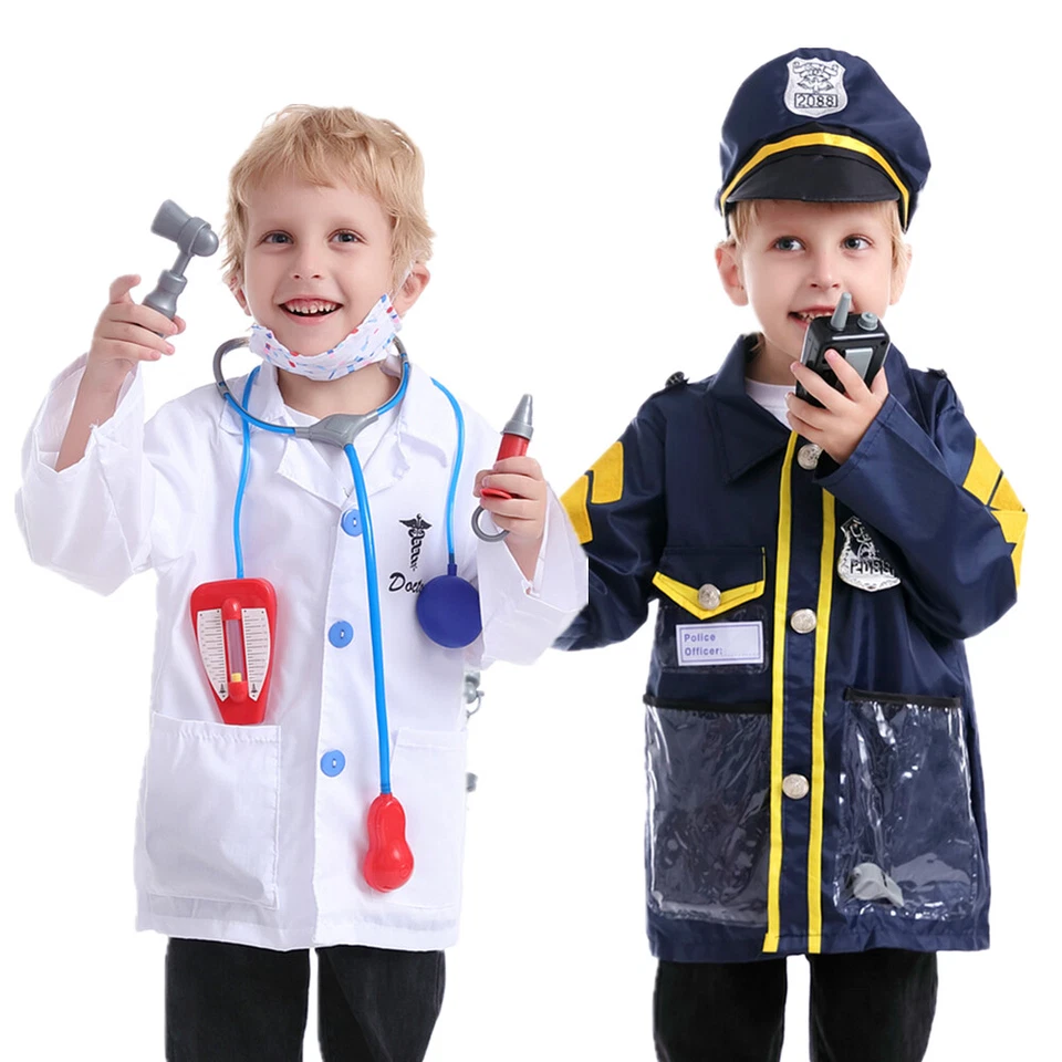 Disfraz de médico oficial de policía para niños ropa accesorios regalos de Navidad Foto 1 de 4