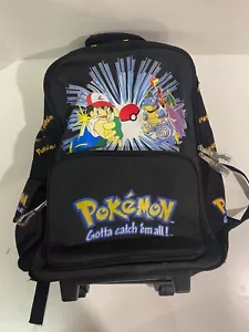 Mochila con ruedas Pokemon de colección 1999 tarjetas de almacenamiento bolsa para computadora portátil equipaje Nintendo - Imagen 1 de 14