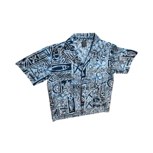 NWOT Favant Boy's Medium 12 Collared Button Up Blue Shirt Hawaiian Never Worn - Picture 1 of 9
