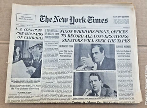De colección New York Times "Nixon cableó su teléfono... los senadores buscan cintas. 17 de julio del 73 - Imagen 1 de 4