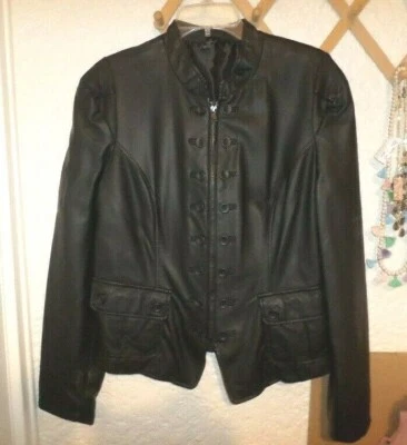 CHAQUETA MILITAR INC INTERNATIONAL CONCEPT IMITACIÓN CUERO NEGRO NUEVA CON ETIQUETAS TALLA L Foto 1 de 3