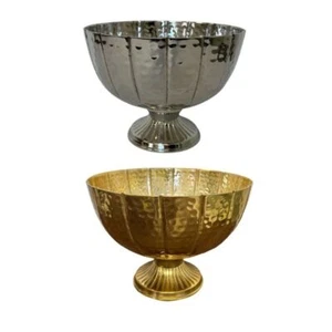 Footed Flower Bowl - Gold or Silver Metal - Wedding Event Display 25/20cm - Picture 1 of 5