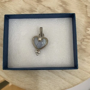 Judith Ripka Sterling Silver Blue Lace Agate  Heart Pendant Diamonique Gems - Picture 1 of 2