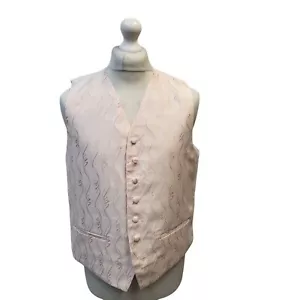Austwicks Wedding Pink Swirl Button 2 Pocket Formal Waistcoat UK Men's XL 43" - Picture 1 of 4