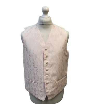 Austwicks Wedding Pink Swirl Button 2 Pocket Formal Waistcoat UK Men's XL 43" - Image 1 of 4