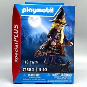 Playmobil Witch with Cat Halloween Scene Female Adult Figure Hat Broom 71584 NIB - Picture 1 of 2