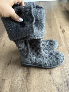 UGG Lattice Cardy Knit Mid Boot Charcoal Grey Womens 7 - Picture 1 of 6